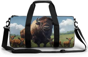 Bison and Deers Large Gym Bag Novelty Lightweight Duffel Bag Travel Tote Bags