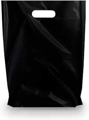 BLACK PLASTIC MERCHANDISE STORE BAGS, different sizes 9"x12", 12"x15", 15"x18" PACKS of 100/200/500 Retail Product Bags I 100% Recyclable (500, 15"x18)