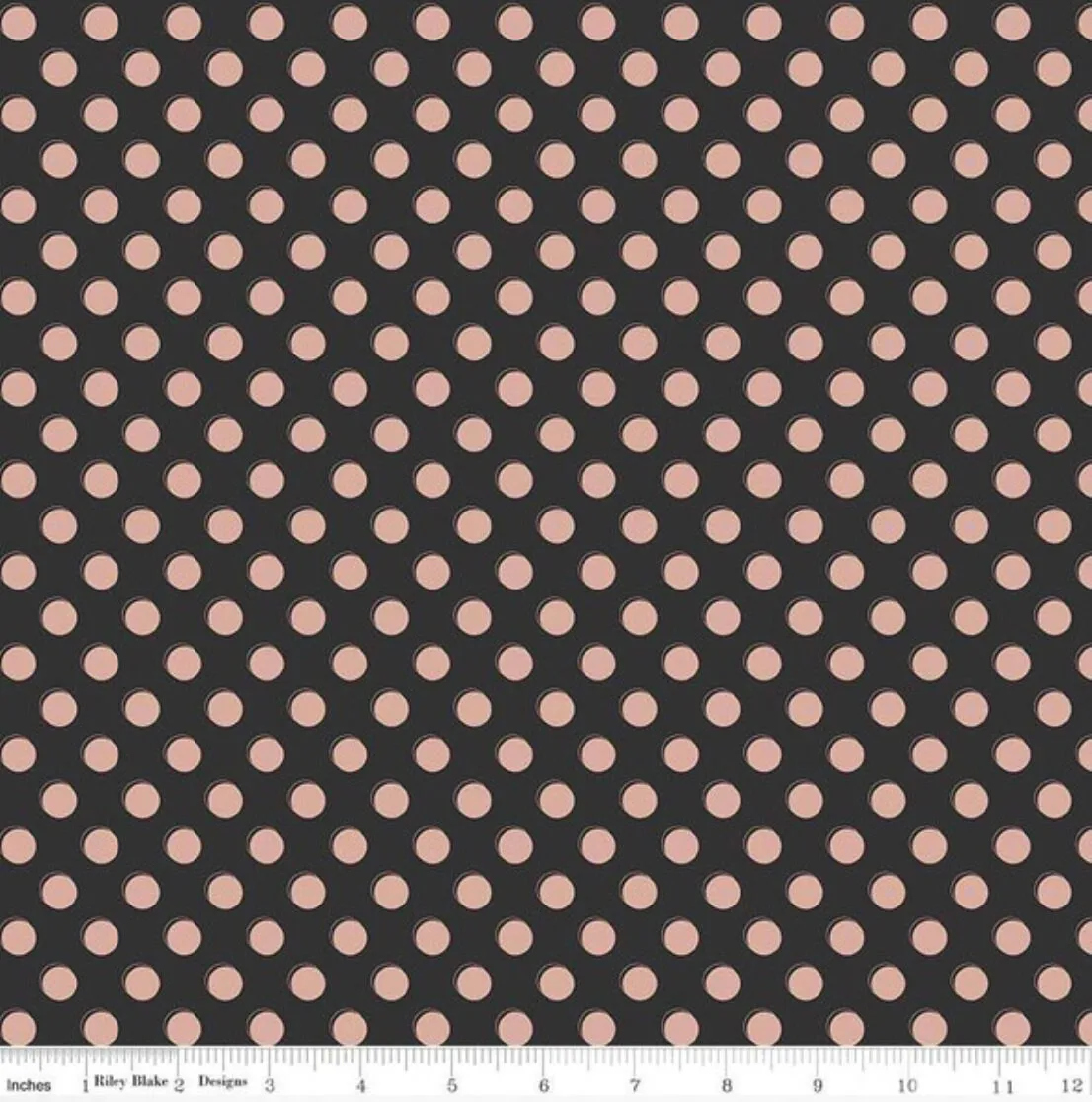 Bliss Dots Black with Rose Gold Sparkle - LAMINATED Cotton Fabric - Riley Blake