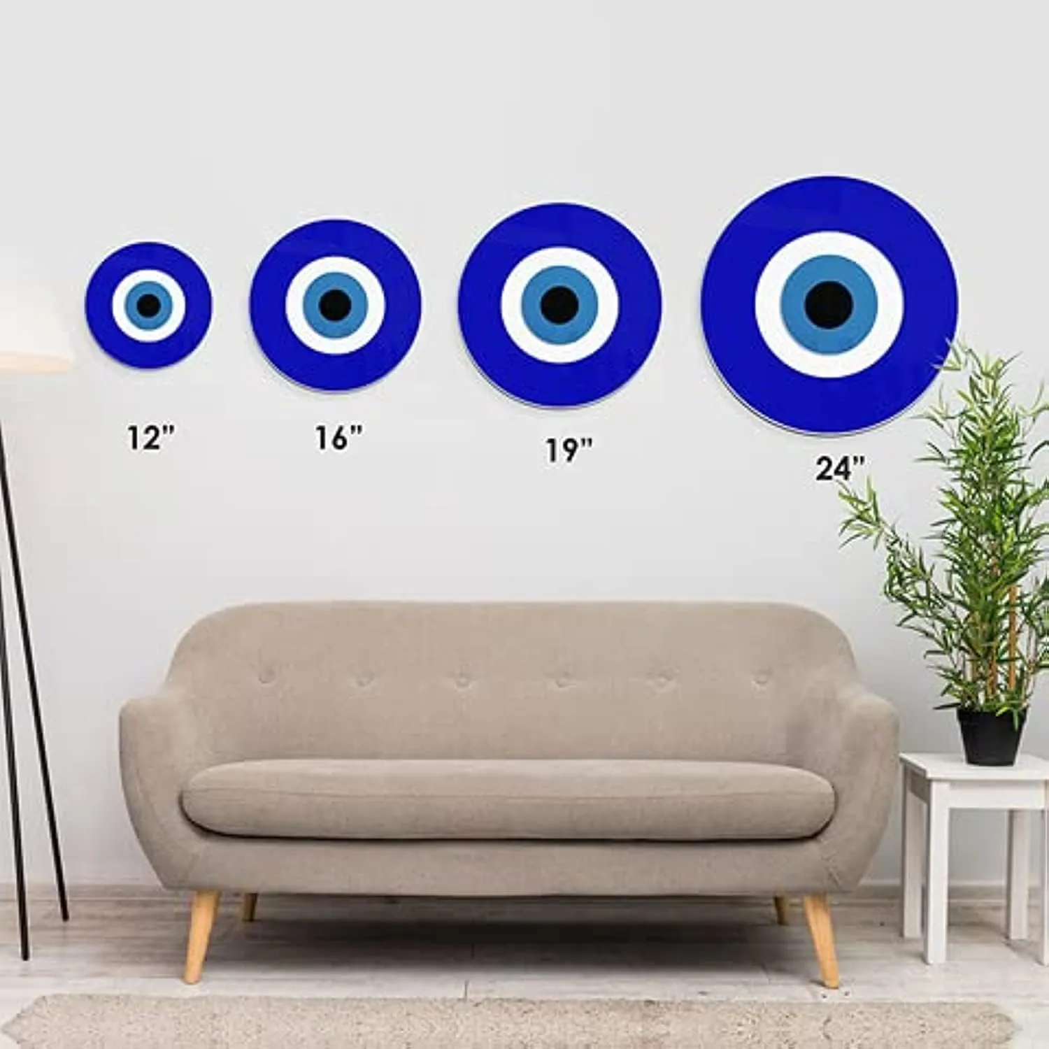 Blue Evil Eye Wall Decor Hanging Ornament | 12" Diameter | Good Luck Charm | Wall Decor Amulet | Turkish Nazar Bead Decoration | Home Protection and Blessing