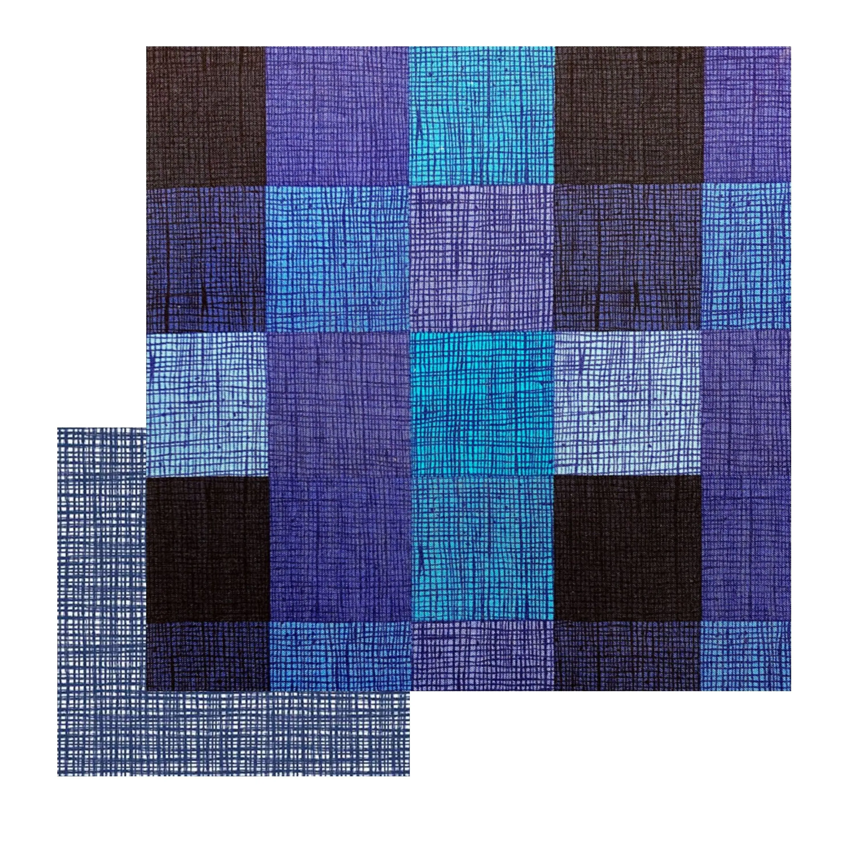 Blue Tonal Heath Check - LAMINATED Cotton Fabric - Alexander Henry