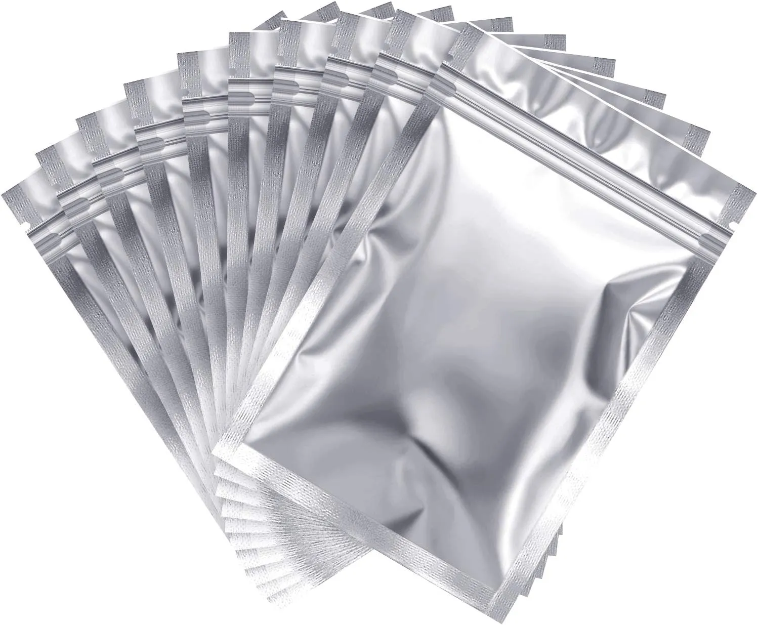 Blulu 100 Pieces Resealable Smell Foil Proof Bag Foil Pouch Flat Bag for Party Favor Food Storage(4 x 6 Inch,Silver)
