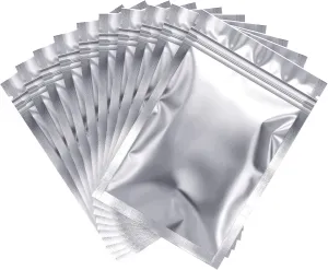 Blulu 100 Pieces Resealable Smell Foil Proof Bag Foil Pouch Flat Bag for Party Favor Food Storage(4 x 6 Inch,Silver)