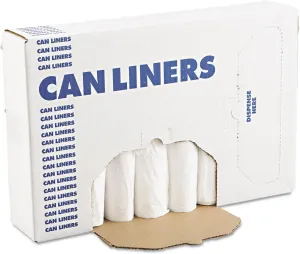 Boardwalk H4832LWKR01 24 in. x 32 in. 16 gal. 0.4 mil. Low-Density Waste Can Liners - White (25 Bags/Roll, 20 Rolls/Carton)
