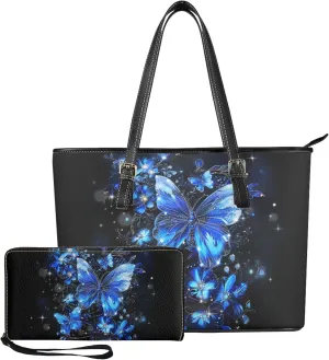 Boatee Satchel Handbag and PU Leather Wallet Set Tote Bag with Zipper Women Wallet Purse