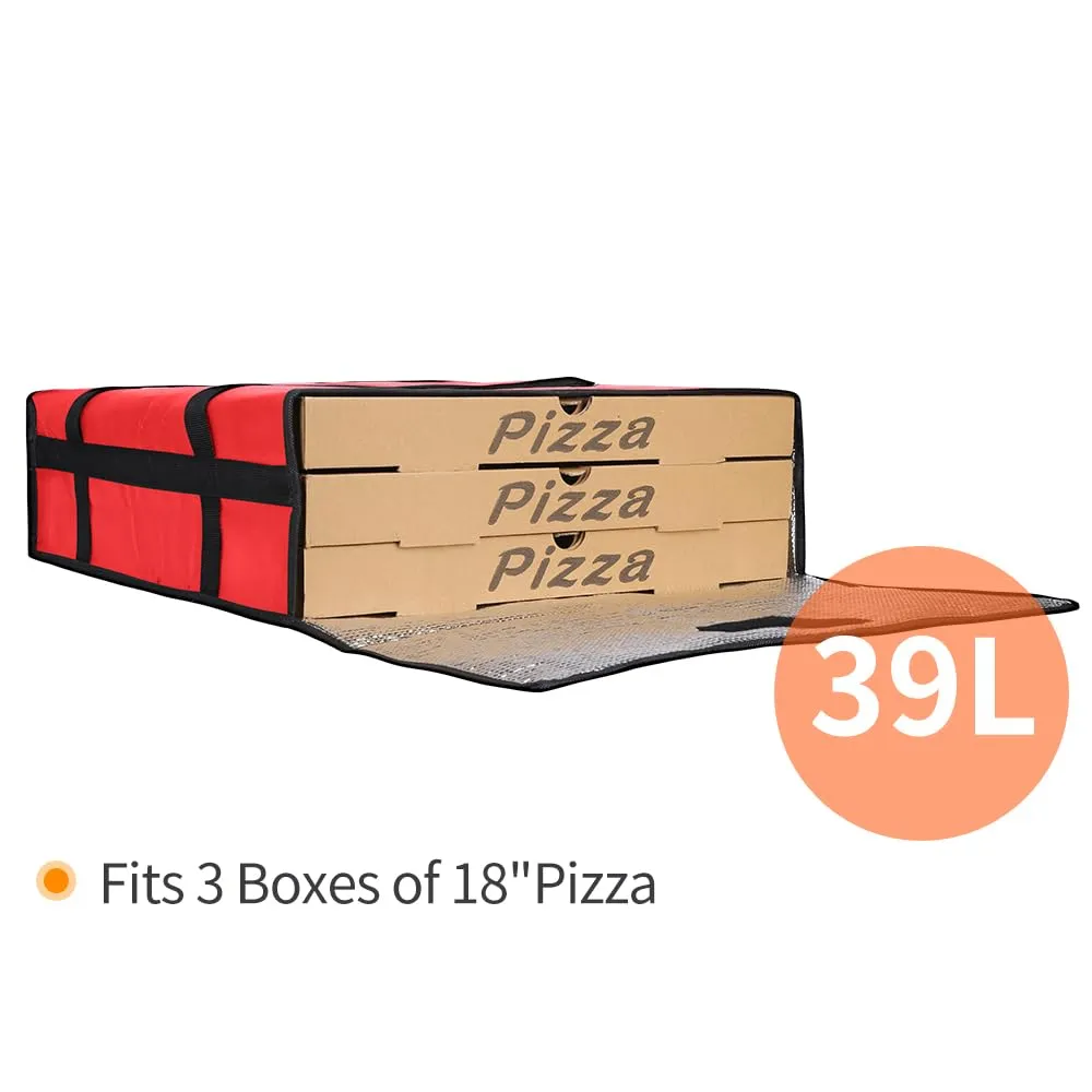 Bodaon Pizza Bags for Delivery Doordash,20" x 20" x 6" Insulated Pizza Delivery Bag,Pizza Pack,Pizza Warmer Bags Insulated,Hot Bag for Food Delivery,Pizza Carrier Bags,Door Dash,Red, 1-Pack