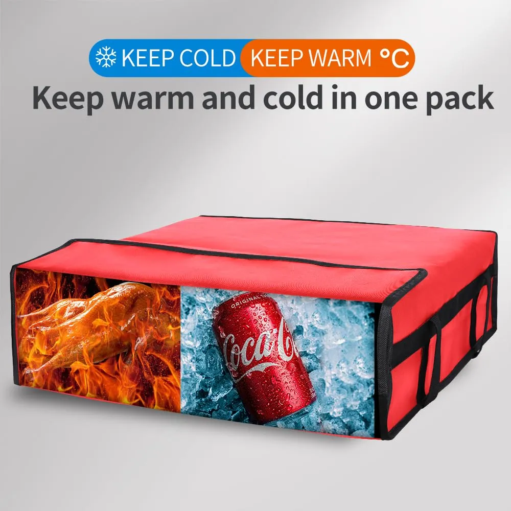 Bodaon Pizza Bags for Delivery Doordash,20" x 20" x 6" Insulated Pizza Delivery Bag,Pizza Pack,Pizza Warmer Bags Insulated,Hot Bag for Food Delivery,Pizza Carrier Bags,Door Dash,Red, 1-Pack