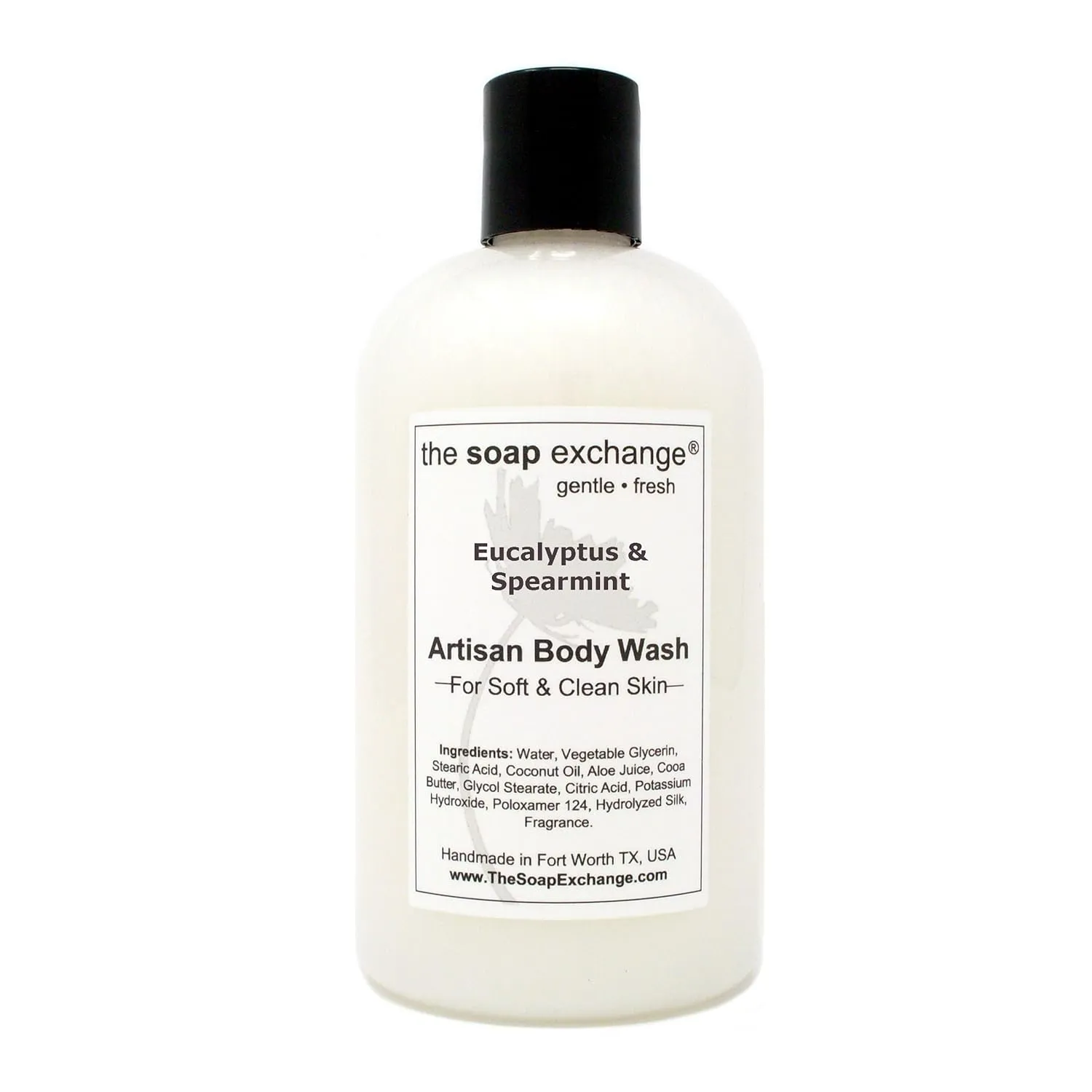 Body Wash - Eucalyptus & Spearmint Scent - Hand Crafted 12 fl oz / 354 ml Natural Artisan Liquid Soap for Hand, Face & Body, Shower Gel, Cleanse, Moisturize, Protect. Made in USA.