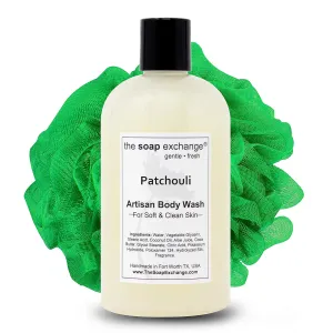 Body Wash - Patchouli Scent - Hand Crafted 12 fl oz / 354 ml Natural Artisan Liquid Soap for Hand, Face & Body, Shower Gel, Cleanse, Moisturize, & Protect. Made in the USA.