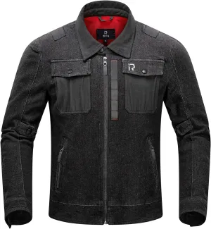 BORLENI Motorcycle Jacket Denim Breathable Reflective with Mesh CE Armor Protection for Men Motorbike Riding Jacket All Seasons