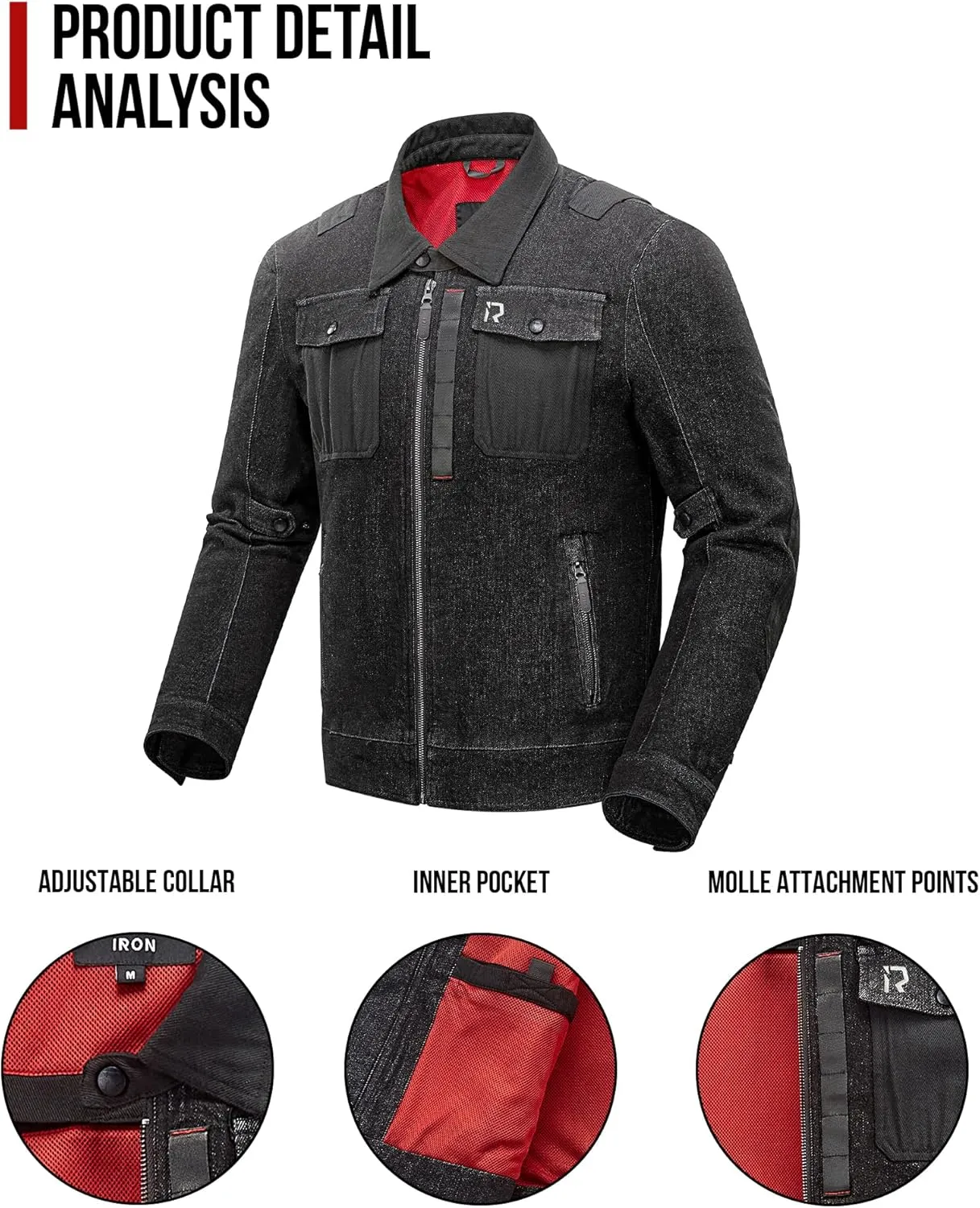 BORLENI Motorcycle Jacket Denim Breathable Reflective with Mesh CE Armor Protection for Men Motorbike Riding Jacket All Seasons