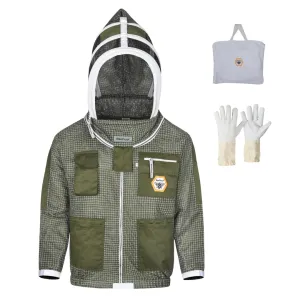 BP-301 Beekeeping Jacket 3-Layer Ultra Ventilated Suit with YKK Zippers and Safety Fencing Veil for Professionals (Green, Large)