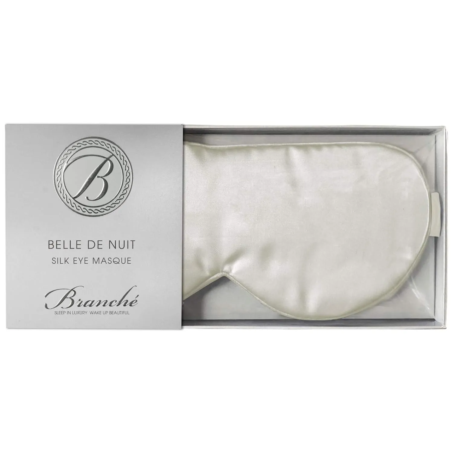 Branche Beauty Belle De Nuit Sleep Mask - Silk Eye Mask 6A Silk 22 Momme Eye Cover Sleepover Shade Blindfold Mask for Luxury Sleep in Total Darkness (Creme)