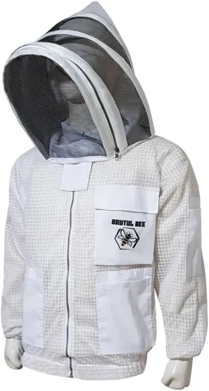 Brutul Bee 3 Layer Beekeeping Ventilated Jacket Fully Protection Beekeepers Ultralight Beekeeping Jacket with Fencing Veil