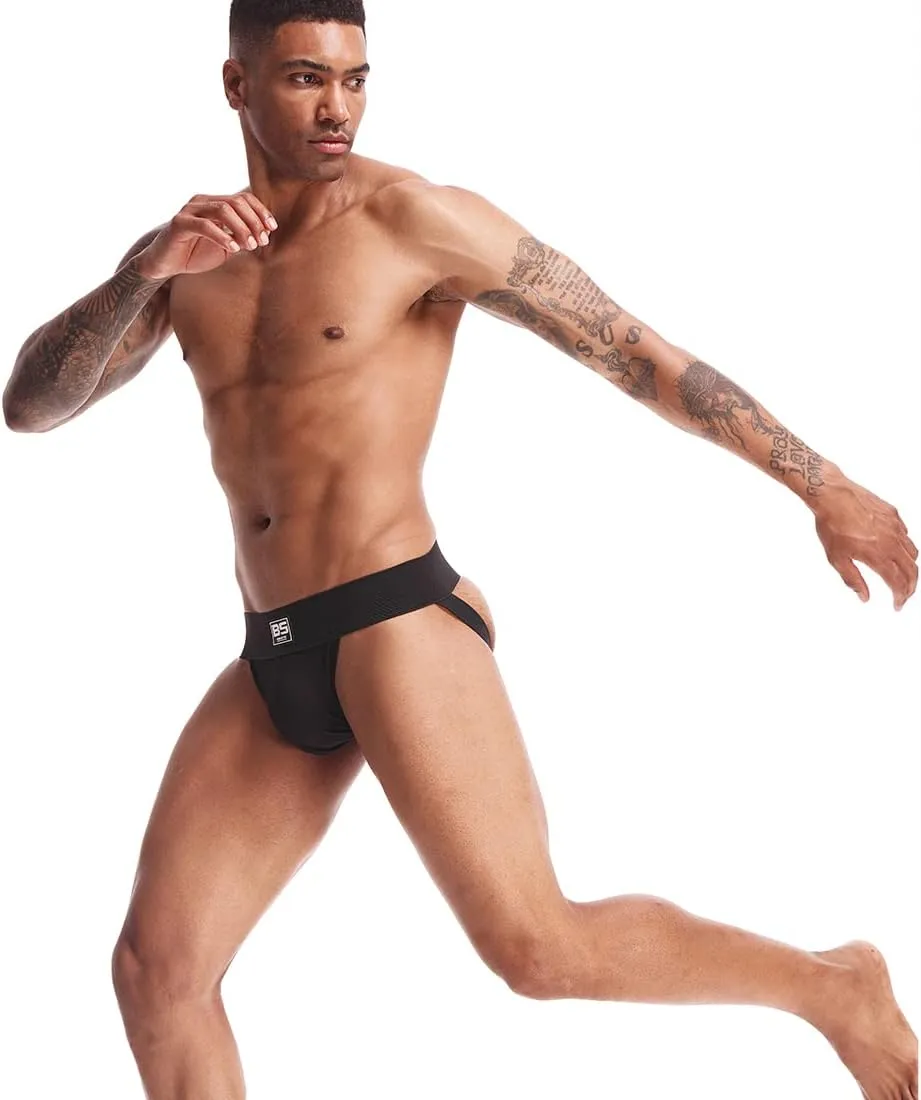BSHETR Men's Jockstraps Athletic Supporters 4-Pack Cotton Work Out Underwear