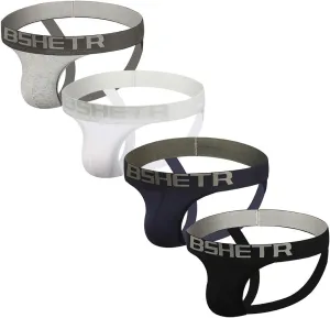 BSHETR Men's Jockstraps Athletic Supporters 4-Pack Cotton Work Out Underwear