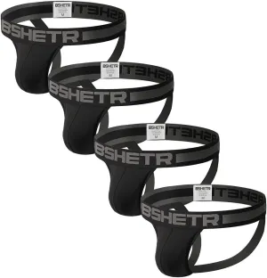 BSHETR Men's Jockstraps Athletic Supporters 4-Pack Cotton Work Out Underwear