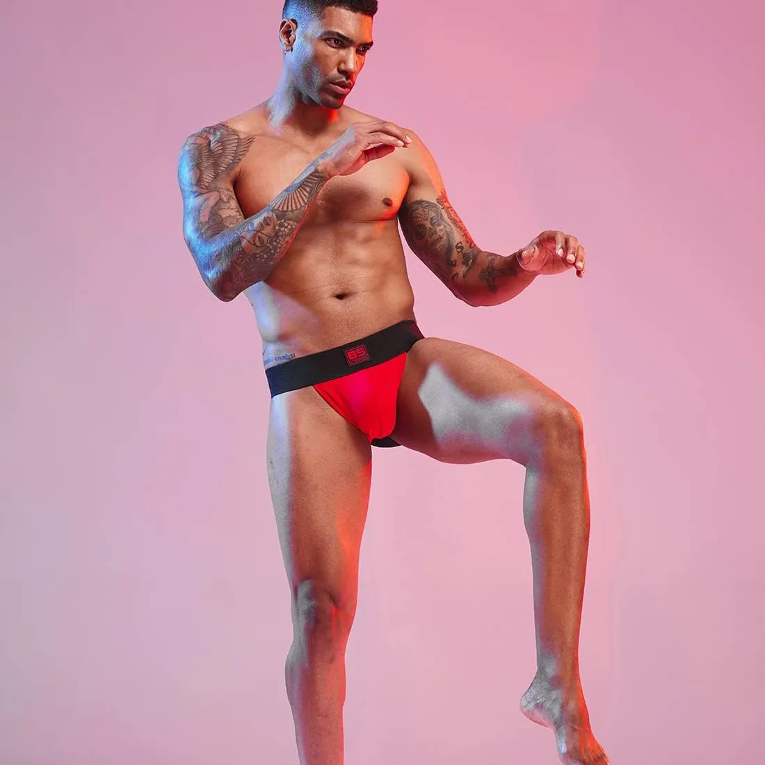 BSHETR Men's Jockstraps Athletic Supporters 4-Pack Cotton Work Out Underwear