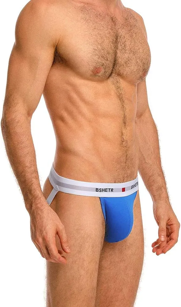 BSHETR Men's Jockstraps Athletic Supporters 4-Pack Cotton Work Out Underwear