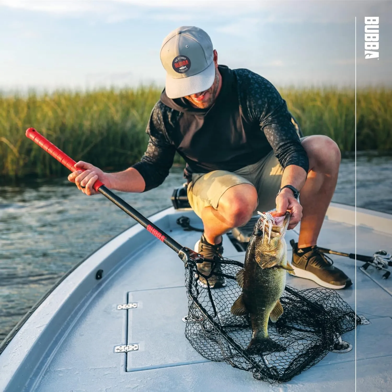 BUBBA Landing Nets with Corrosion Resistant Construction, Non-Slip Grip Handle and Carbon Fiber Shafts for Fishing, Angling, Boating and Outdoors