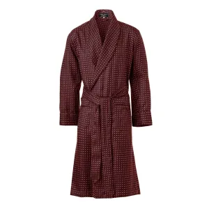 Burgundy and White Spot Silk Dressing Gown