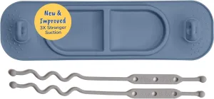 BUSY BABY Silicone Mini Mat - New and Improved Suction Cups, 2 Straps to Secure Baby Essentials, Self Feeding, Baby Led Weaning, Travel Wet Bag Included (Pewter Mini)