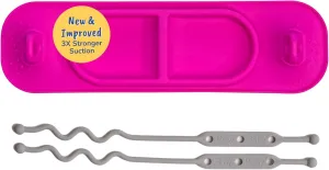 BUSY BABY Silicone Mini Mat - New and Improved Suction Cups, 2 Straps to Secure Baby Essentials, Self Feeding, Baby Led Weaning, Travel Wet Bag Included (Pink Mini)