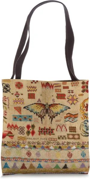 Butterfly Needlework Sampler Tote Bag