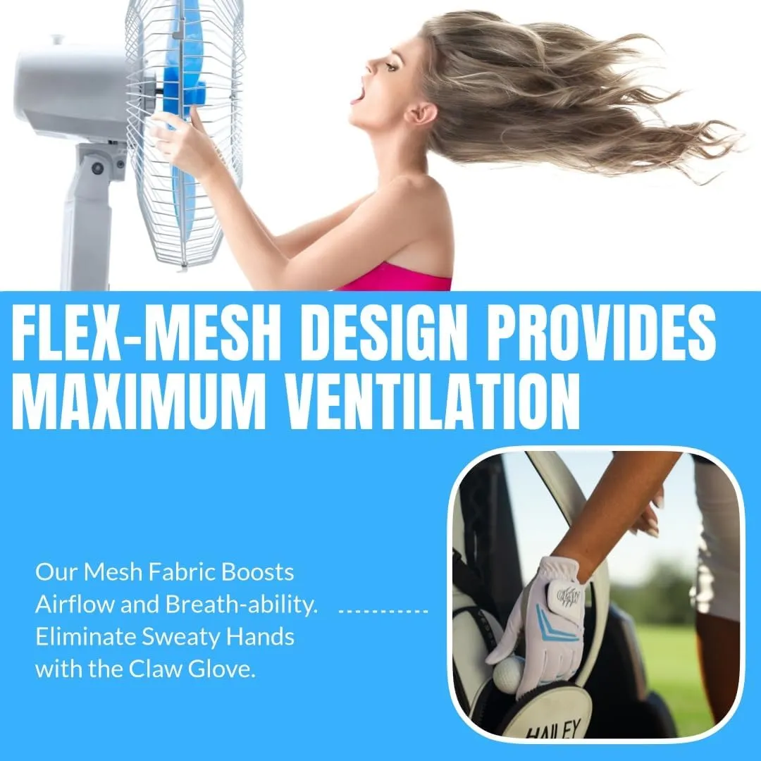 CaddyDaddy Claw Golf Gloves for Women | Flex-Mesh Design for Cool Ventilation | Lasts 3-5 Times Longer Than Leather | Silicone-Web Coating for Maximum Grip | 100% Machine-Washable