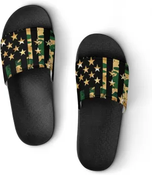 Camouflage U.S. Flag House Sandals Non-Slip Bathroom Slippers Beach Summer Shoes for Men Women