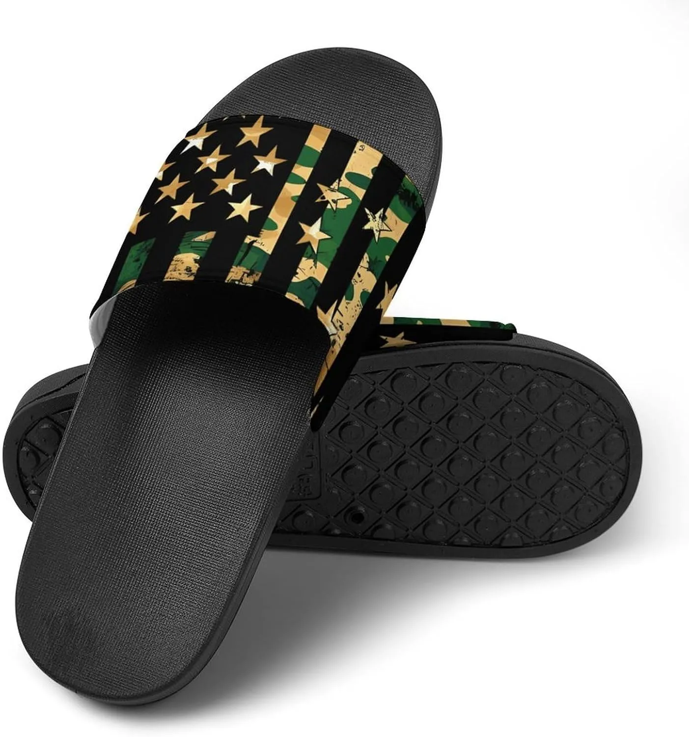 Camouflage U.S. Flag House Sandals Non-Slip Bathroom Slippers Beach Summer Shoes for Men Women