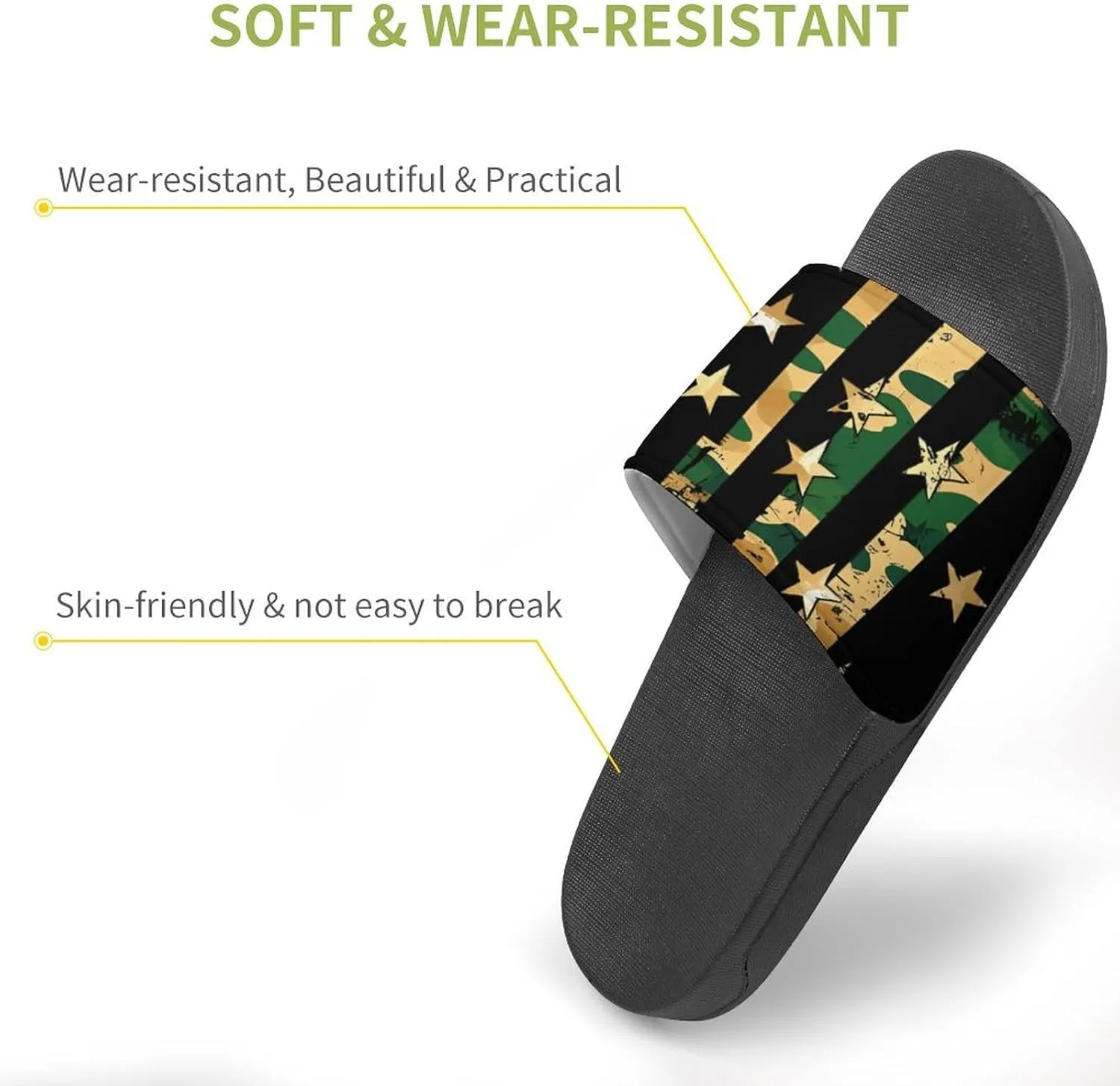 Camouflage U.S. Flag House Sandals Non-Slip Bathroom Slippers Beach Summer Shoes for Men Women