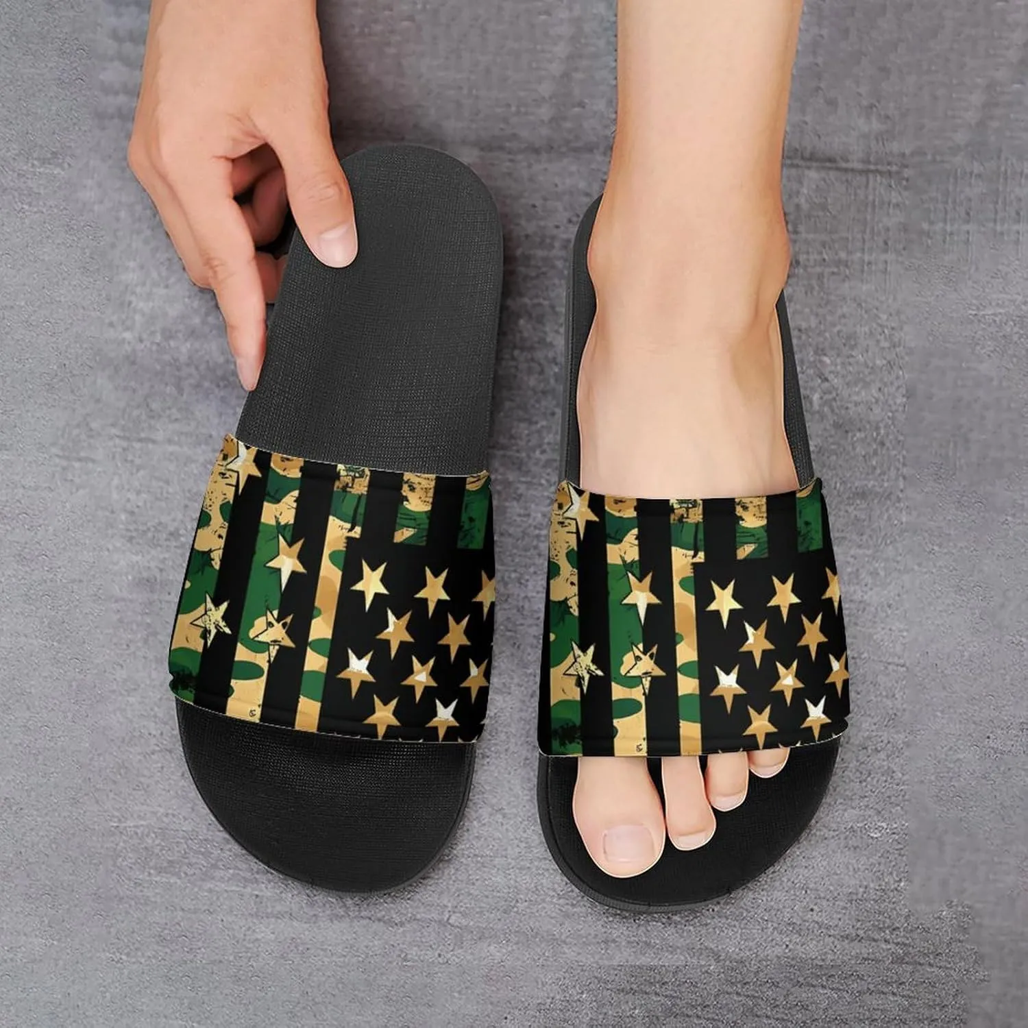Camouflage U.S. Flag House Sandals Non-Slip Bathroom Slippers Beach Summer Shoes for Men Women