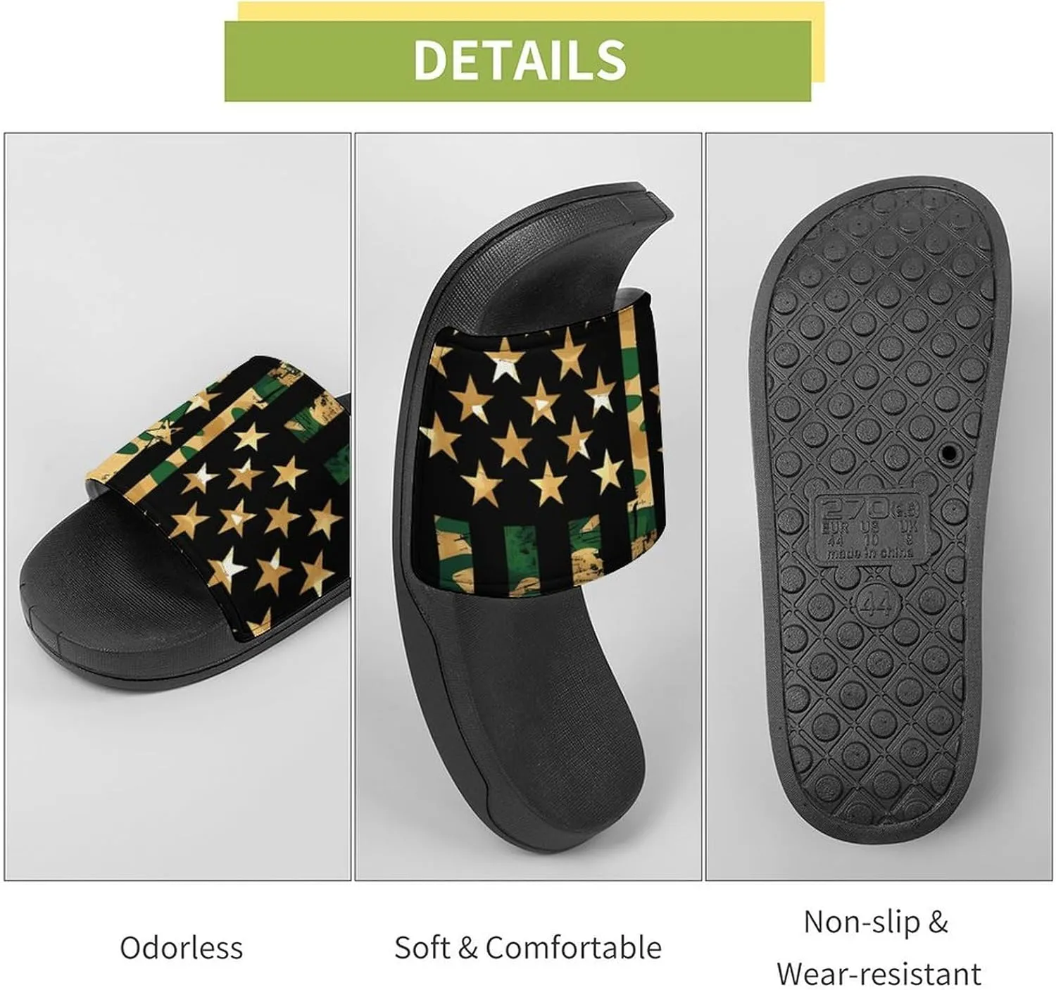 Camouflage U.S. Flag House Sandals Non-Slip Bathroom Slippers Beach Summer Shoes for Men Women