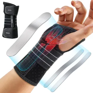 Carpal Tunnel Wrist Brace, Night Wrist Support No Pressure on Thumb, Lightweight Hand Brace for Sleeping Work, Splint Stabilizer Pain Relief for Sprain Arthritis, Gray Right Hand, Size M(6.69-8.27")