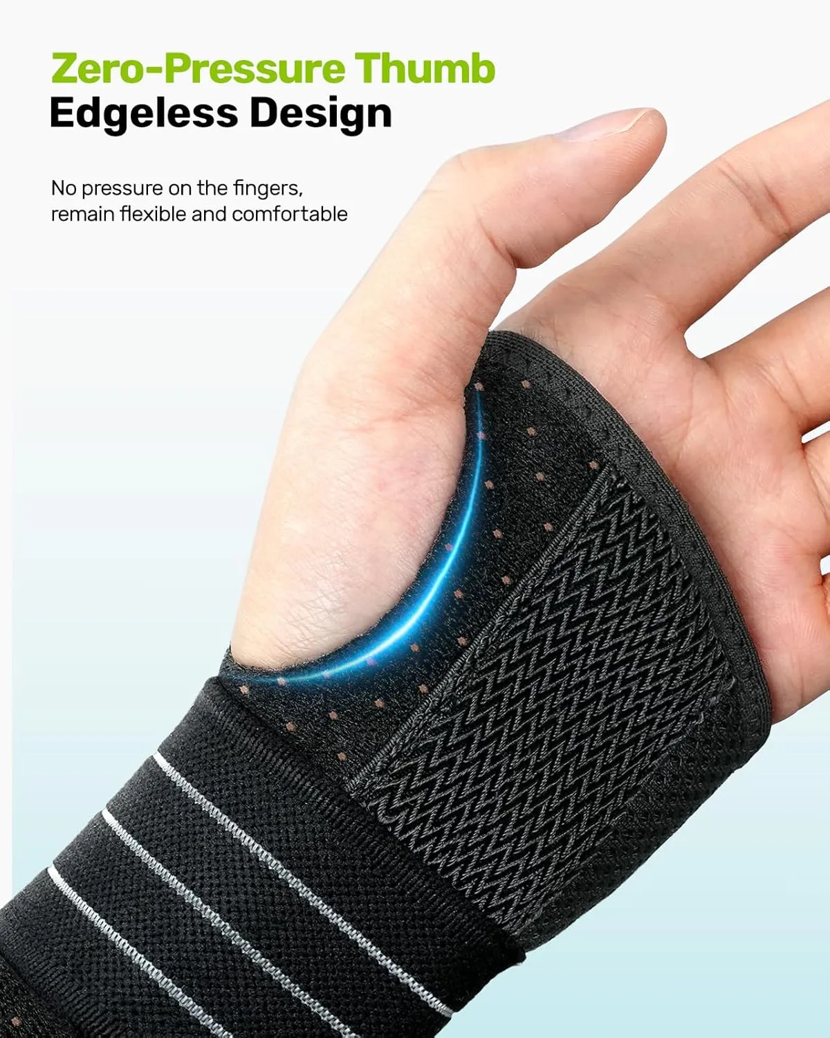 Carpal Tunnel Wrist Brace, Night Wrist Support No Pressure on Thumb, Lightweight Hand Brace for Sleeping Work, Splint Stabilizer Pain Relief for Sprain Arthritis, Gray Right Hand, Size M(6.69-8.27")