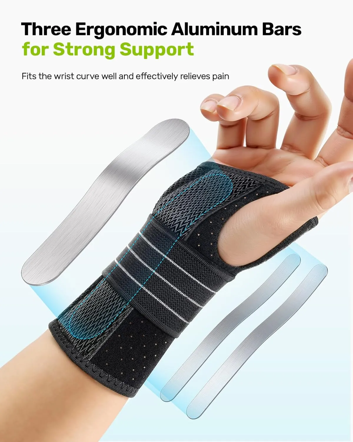 Carpal Tunnel Wrist Brace, Night Wrist Support No Pressure on Thumb, Lightweight Hand Brace for Sleeping Work, Splint Stabilizer Pain Relief for Sprain Arthritis, Gray Right Hand, Size M(6.69-8.27")