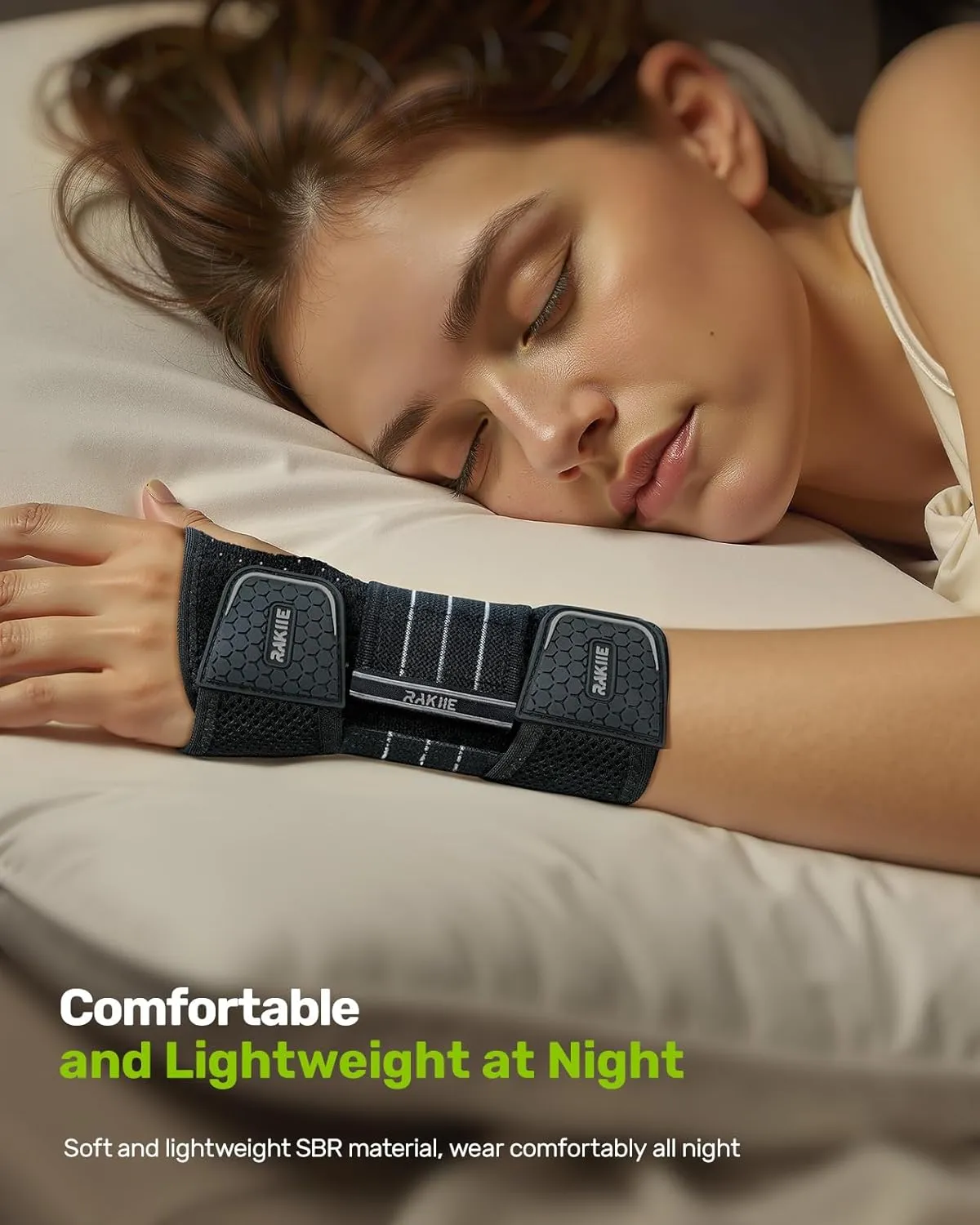 Carpal Tunnel Wrist Brace, Night Wrist Support No Pressure on Thumb, Lightweight Hand Brace for Sleeping Work, Splint Stabilizer Pain Relief for Sprain Arthritis, Gray Right Hand, Size M(6.69-8.27")