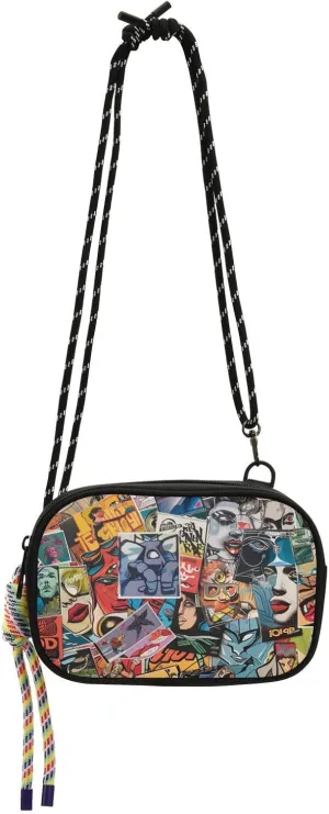 Cartoon Colorful Collage Mini Crossbody Bag Women Trendy with Credit Card Slots Cell Phone Purse Take a walk bolsa para mujer
