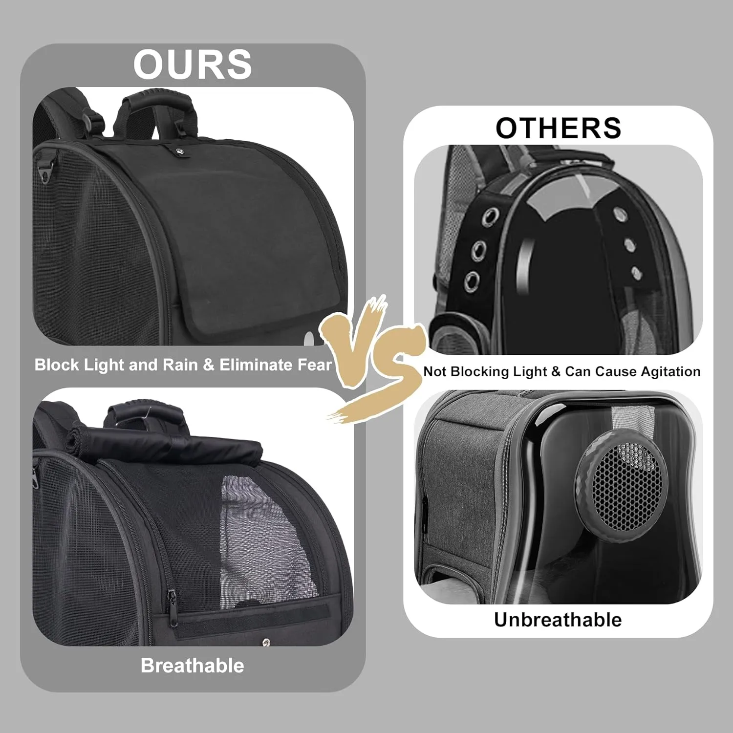 Cat Backpack Carrier, Breathable Cat Carrier Large Space UP 15 lb, Large Reflective Pet Carrier Backpack, Ventilated Mesh Dog Travel Pet Backpack for Hiking Walking Outdoor (Black).