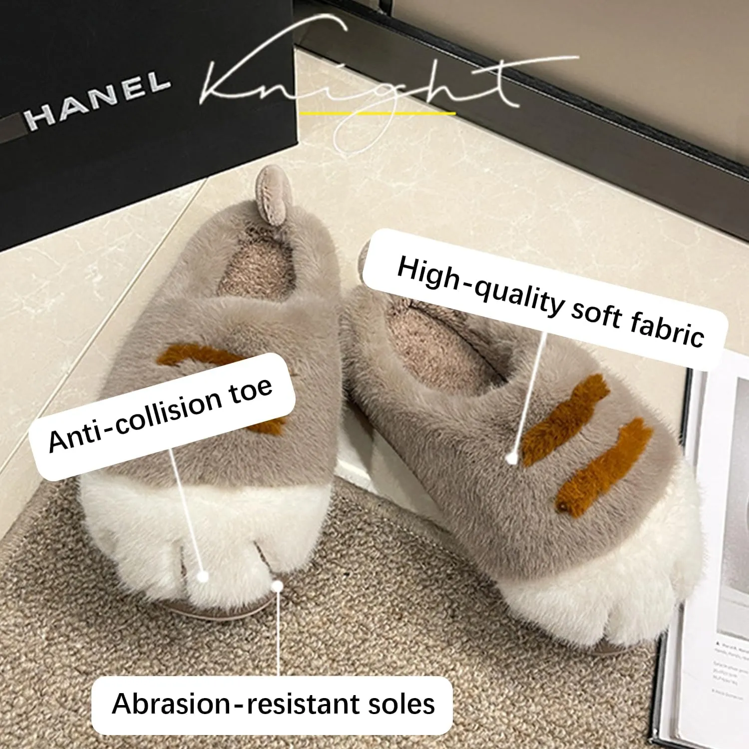 Cat Paw Slippers, Cat Slippers for Women Fuzzy, Cat Paw Slippers for Women, Cat Feet Slippers,Funny 3D Cat Paw Cartoon Warm Cozy Fuzzy Bedroom House Slippers