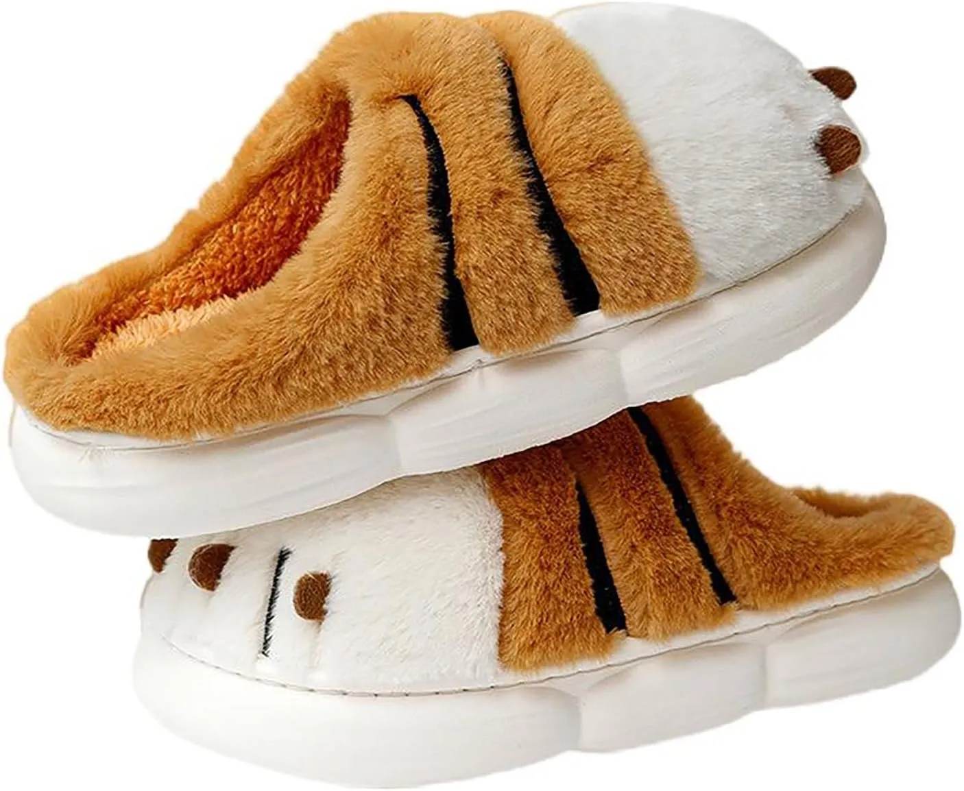 Cat Paw Slippers for Women, Cute Funny 3D Cat Paw Cartoon Slipper Warm Fluffy Furry Winter House Shoes