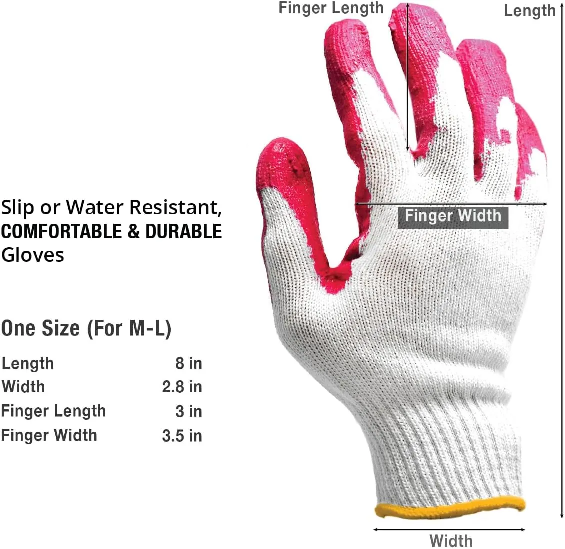CBC Crown PREMIUM Non-Slip Multi-Purpose Red, Blue Latex Rubber Palm Coated Work Safety Gloves Garden Gloves