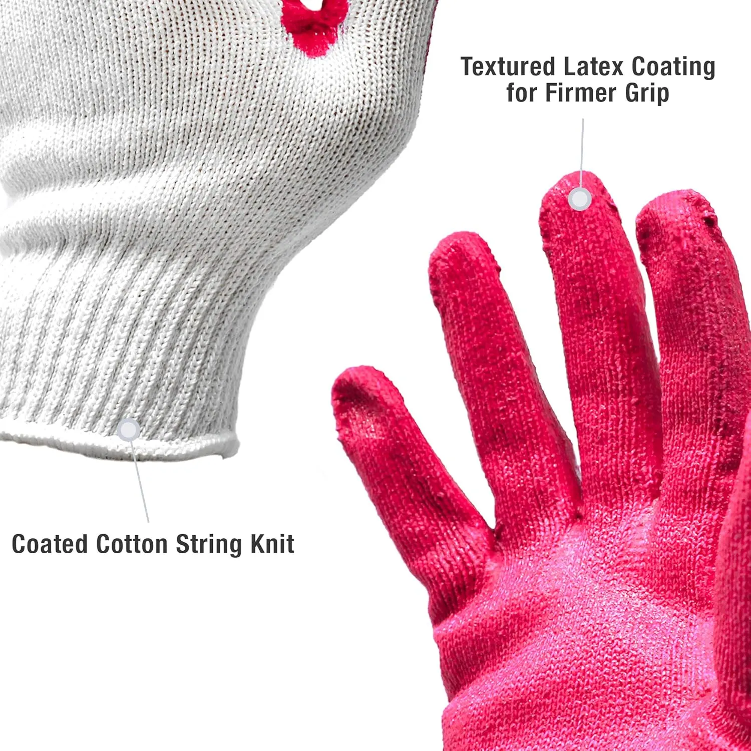 CBC Crown PREMIUM Non-Slip Multi-Purpose Red, Blue Latex Rubber Palm Coated Work Safety Gloves Garden Gloves
