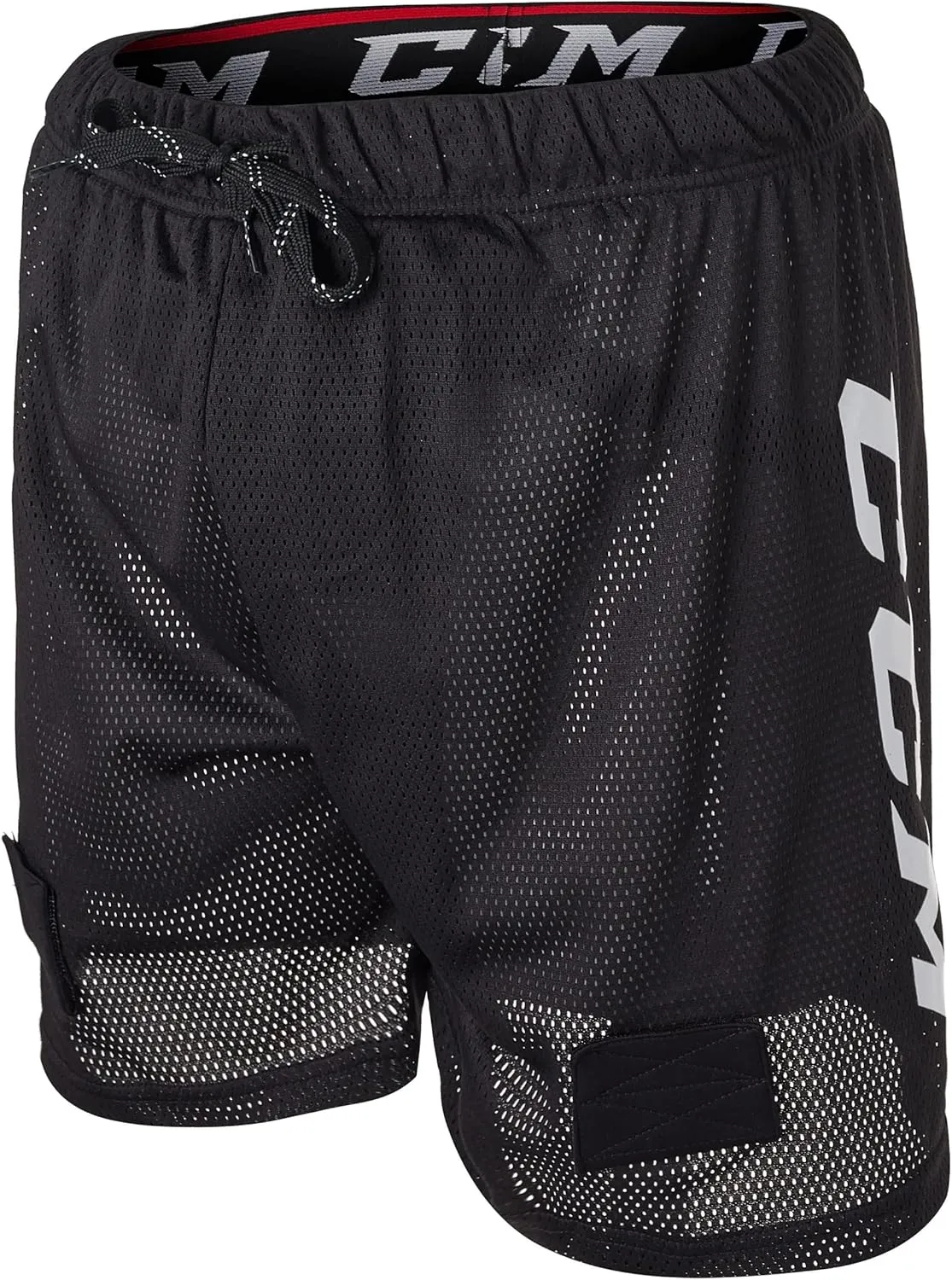 CCM Boy's Loose Fit Hockey Mesh Jock Shorts with Sock Tabs Junior Sports (Junior Medium) Black