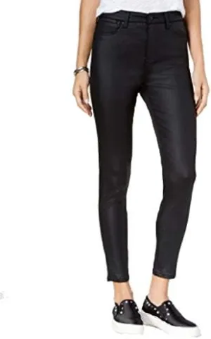 Celebrity Pink Juniors H18 Coated Skinny Ankle Jeans Black 11