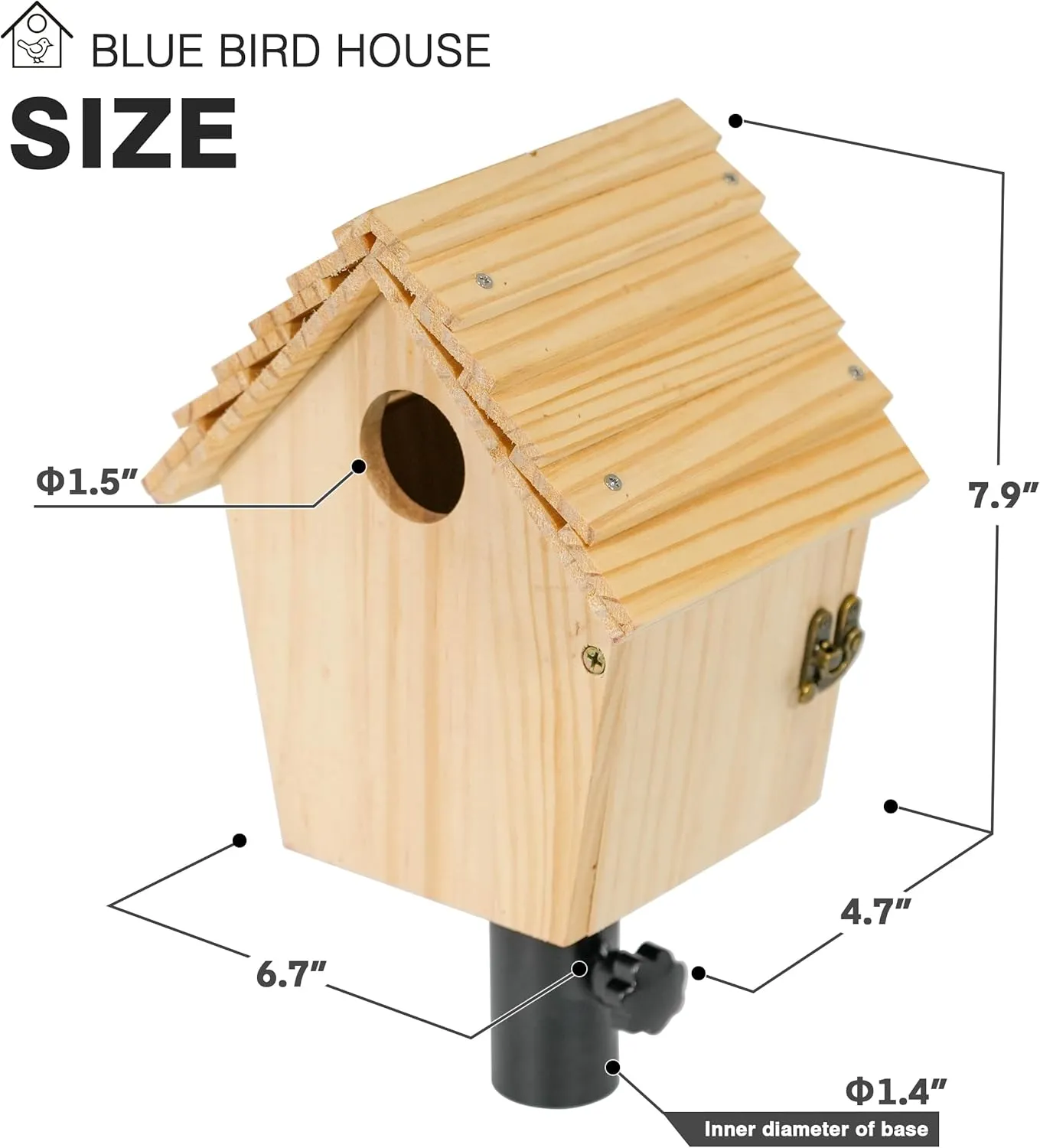 Chalet Style Large Bird House for Outdoor with Metal Tube, Thicken Wooden Hanging Birdhouse with Clear View Panel Clear View Panel Predator Guard Nesting Box for Swallow Wren Chickadee