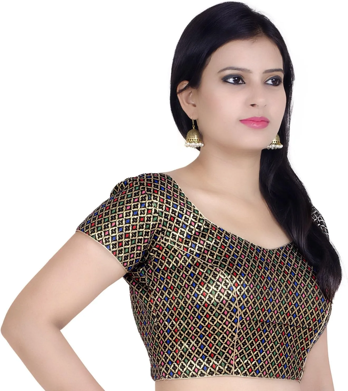 Chandrakala Brocade Banarasi Blouses for Women Sarees,Readymade (B106)