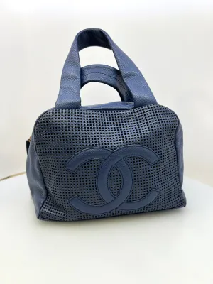 CHANEL VINTAGE PERFORATED CC BOWLER HANDBAG