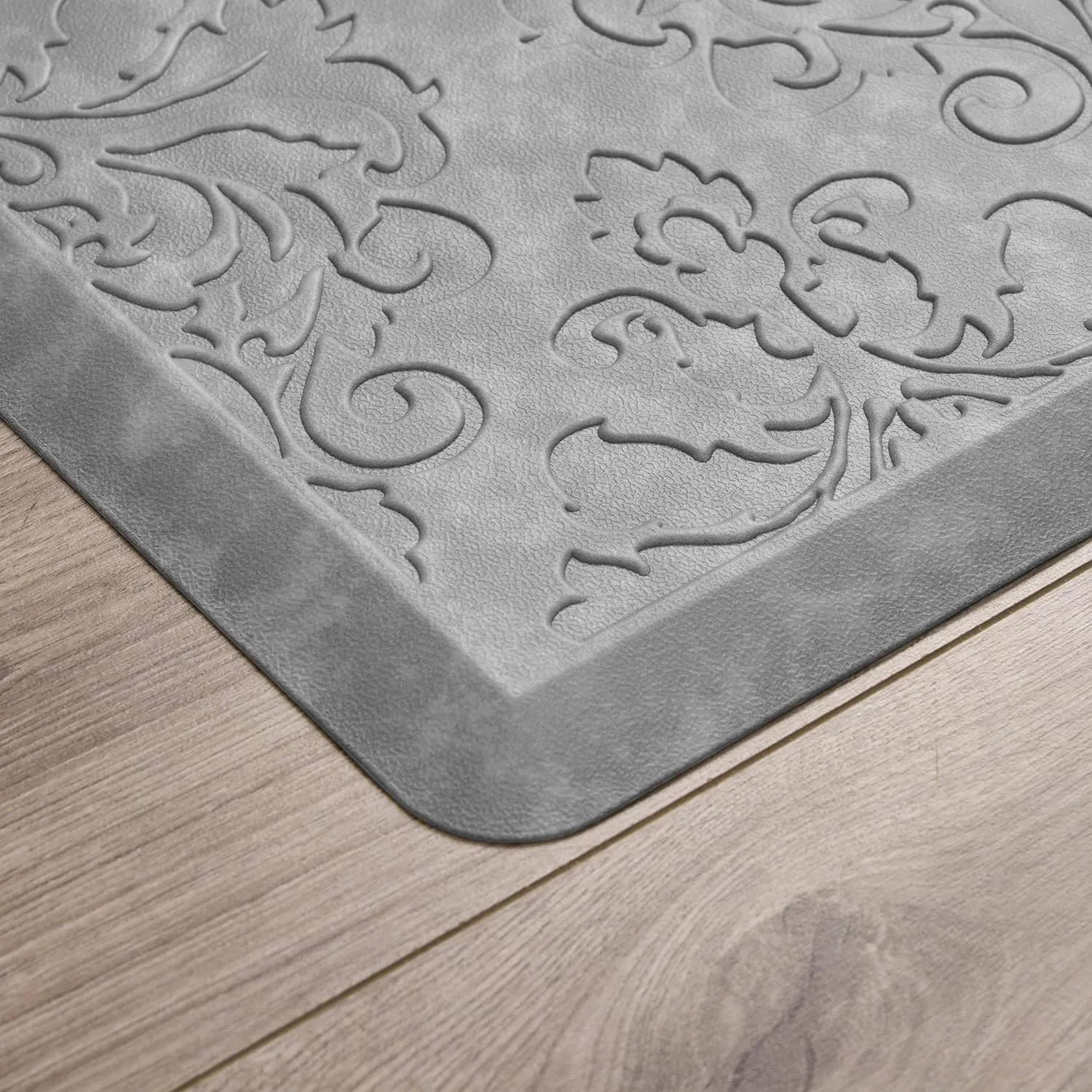 Chef Gear - Anti-Fatigue Wellness Kitchen Mat - Marni Design - Cushioned Comfort Chef Mat - Faux Leather - Cooking & Standing Relief -Skid-Resistant - Set of 2-17.5"x 60"/ 17.5"x28"- Grey
